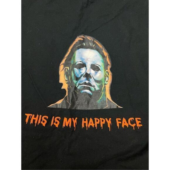 Michael Myers This Is My Happy Face Black Short Sleeve Pocket Tee Size Small - Picture 4 of 9